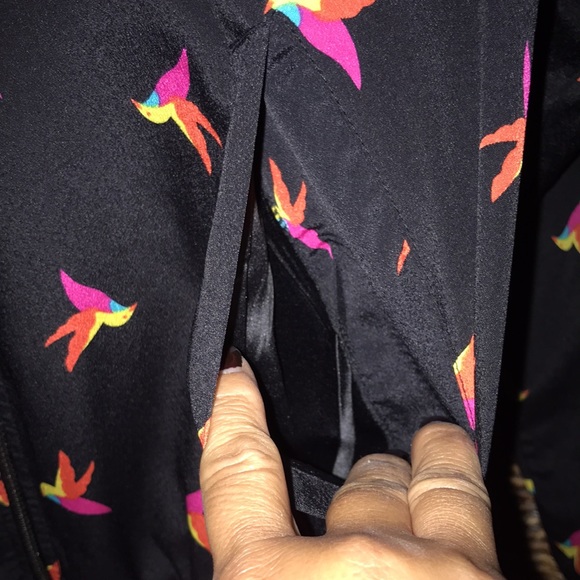 Bird Print Baseball Jacket - Picture 5 of 8